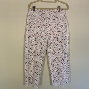 Anthropologie White Patterned Pants
